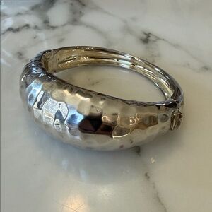 RLM Studios white bronze hammered hinged bracelet